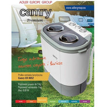 Afbeelding in Gallery-weergave laden, Camry CR 8052 camping mini wasmachine met dubbele trommel met 3Kg was en 1Kg centrifuge capaciteit