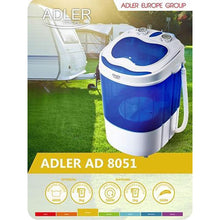 Afbeelding in Gallery-weergave laden, Adler AD 8051 camping mini wasmachine met centrifuge tot 3kg